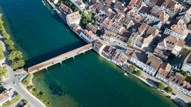 Diessenhofen TG mit dem Rhein von oben