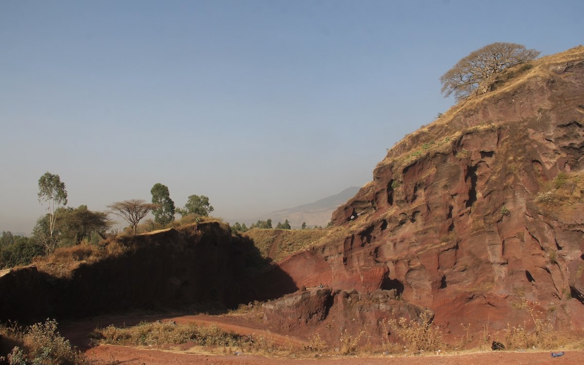 An diesem Ort in Äthiopien am Rand des ostafrikanischen Grabenbruchs ausserhalb der Hauptstadt Addis Abeba suchen im trockenen Sand Schmetterlingsfinken nach Samen. 