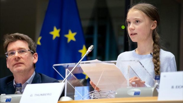 Greta Thunberg spricht vor dem Europaparlament
