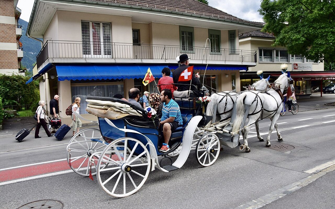 Kutschenbetreiber wie hier in Interlaken haben eigene Massnahmen gegen Hitze. 