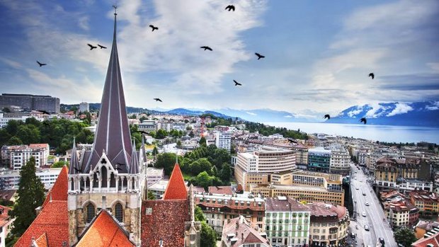 Lausanne mit Blick auf Genfersee