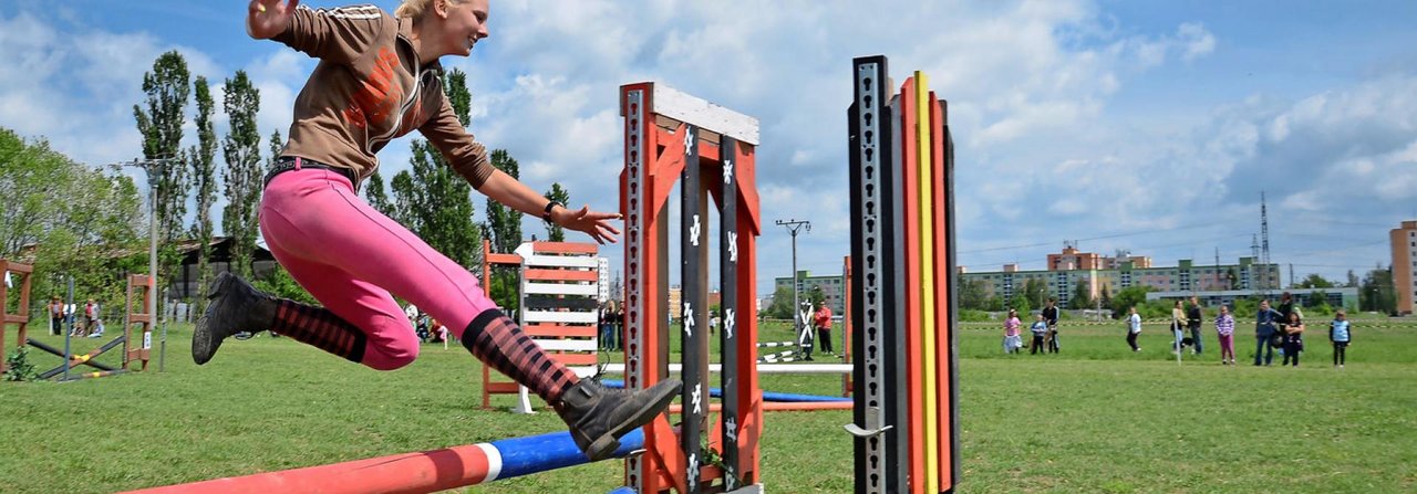 Kleine Hindernisse auf dem Reitplatz eignen sich bestens für den persönlichen Fitness-Parcours.