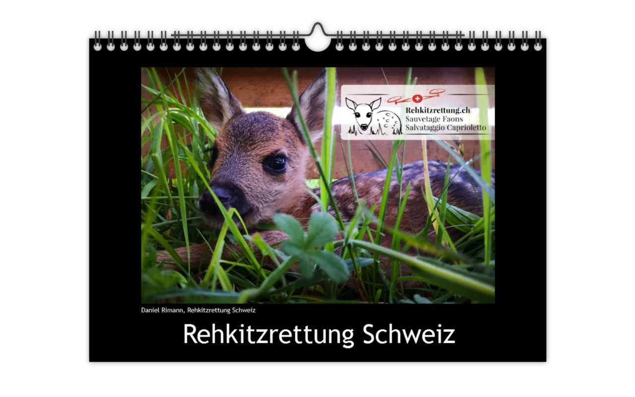 Der Jahreskalender von Rehkitzrettung Schweiz. Wir verlosen 3x1 Kalender. Wer sich nicht auf das Wettbewerbsglück verlassen möchte, kann den Kalender im Webshop von rehkitzrettung.ch erwerben.