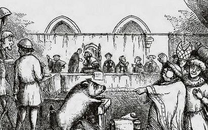 Prozesse gegen Schweine waren früher keine Seltenheit. Meistens ginges dabei um die Tötung eines Kindes.