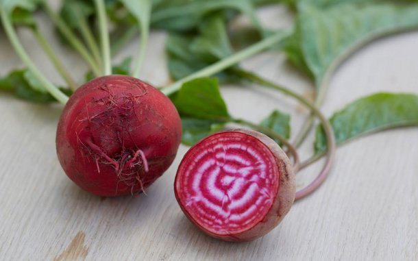 Die Rande Chioggia eignet sich für ein Carpaccio. Roh und in dünnen Scheiben geschnitten, bleibt das Ringmuster erhalten. 