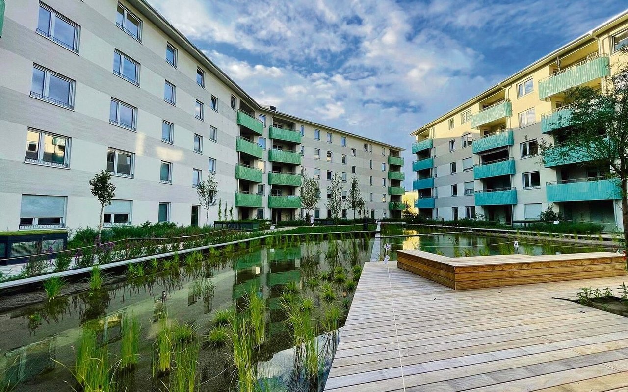 Das Teichsystem im Wohnquartier Aubuckel dient der Bewässerung und Abkühlung.