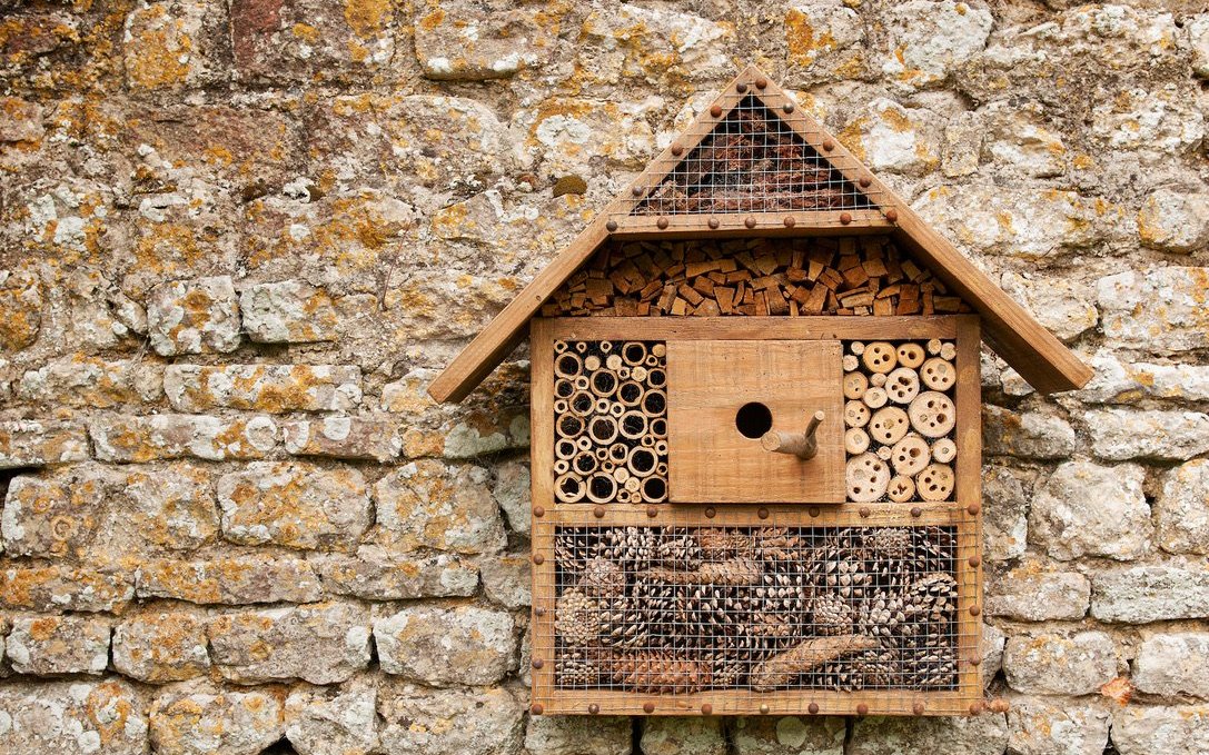 So bitte nicht: Dieses Insektenhotel ist zum grössten Teil gefüllt mit Materialien, in denen keine Wildbienen nisten werden.