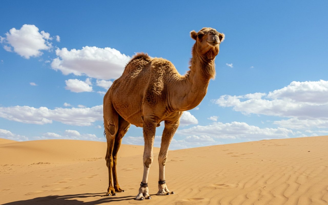 Dromedare müssen als Lasttiere der Wüste Sahara mit wortwörtlichen Durststrecken auskommen.
