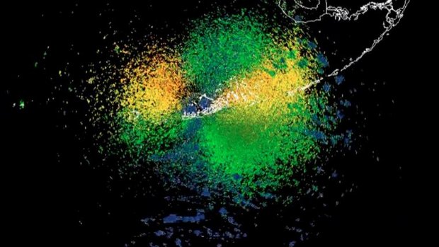 Radarbild eines Vogelschwarms über den Florida Keys