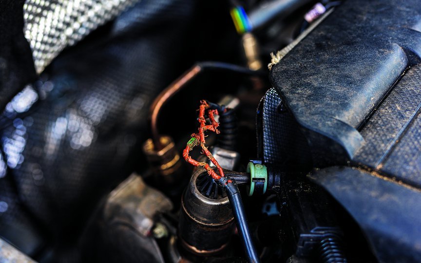 In Motorräumen von Autos nagen Steinmarder häufig Kabel an. 