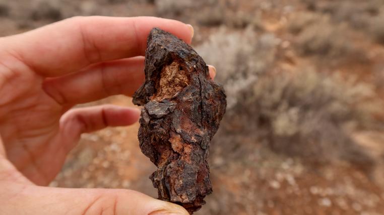 Dieser Eisenmeteorit wurde in Australien gefunden. Weltweit gibt es nur wenige Fundstellen dieser seltenen Gesteine aus dem All. Eines der grössten Felder liegt in der Region Twann in der Nähe von Biel BE.