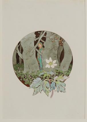 Ebenfall mit Tusche und ebenfalls um 1920 zeichnete er «Blumen. Ritornelle: Anemone».