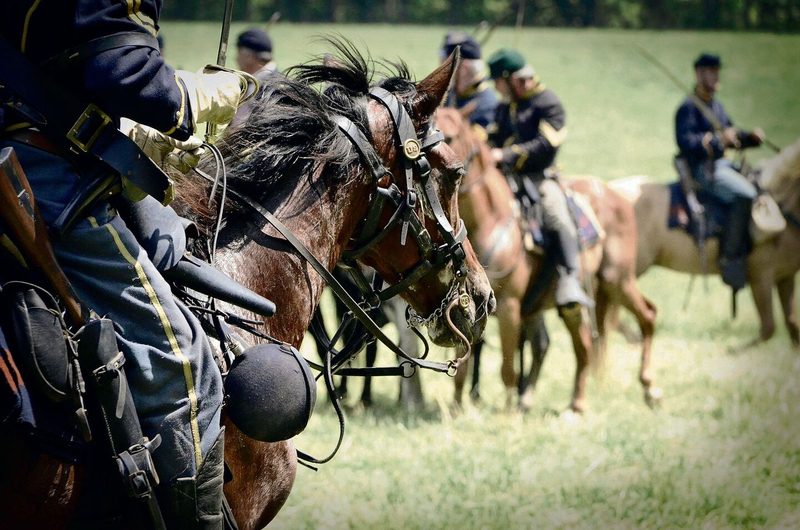 Auch heute noch werden immer wieder historische Schlachten nachgespielt, an denen Pferde beteiligt waren. So etwa jene von 1864 in Louisa, Virginia.