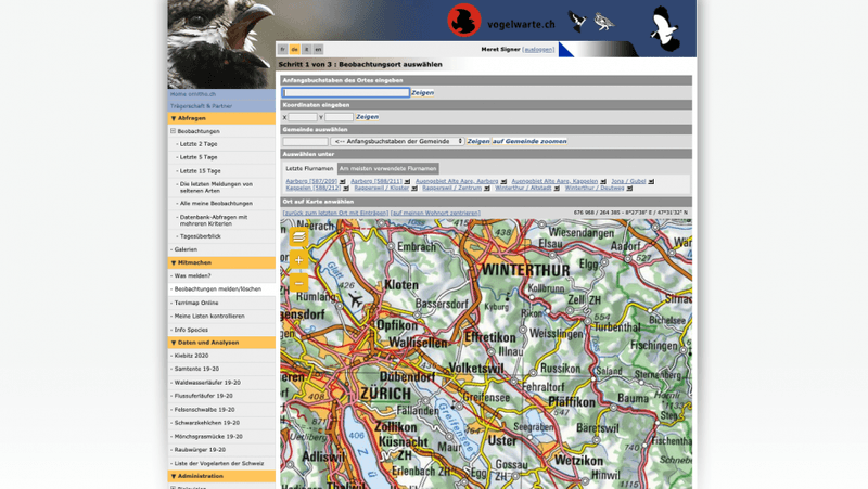 Meldeplattform ornitho.ch