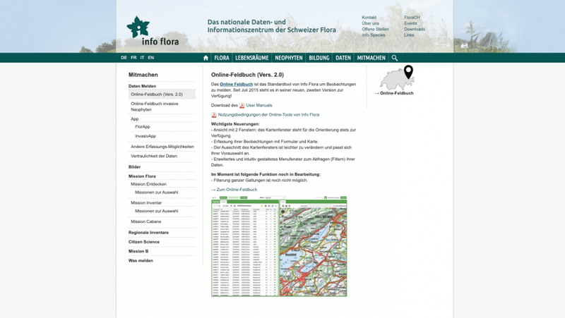 Online Feldbuch Info Flora
