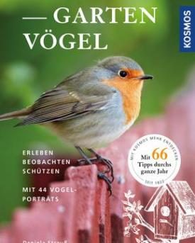 Titelbild "Gartenvögel: Erleben, beobachten, schützen" mit Rotkehlchen drau