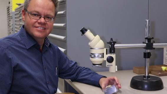 Rainer Schoch mit Fossil