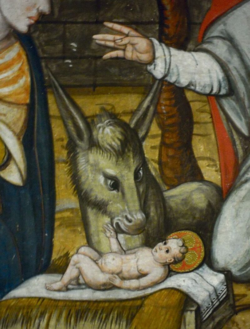 Mittelalterliche Weihnachtsszene im Museum Catedral de la Seu d’Urgell in Katalonien, Spanien.