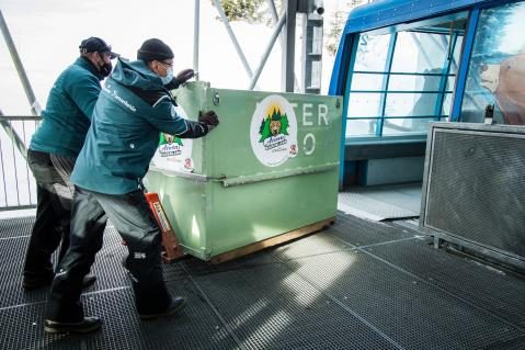 Jambolina fährt Seilbahn